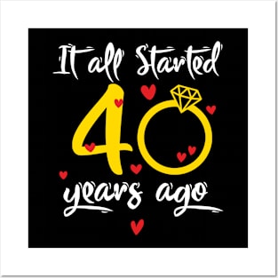 Wedding Anniversary 40 Years Together Golden Family Marriage Gift For Husband And Wife Posters and Art